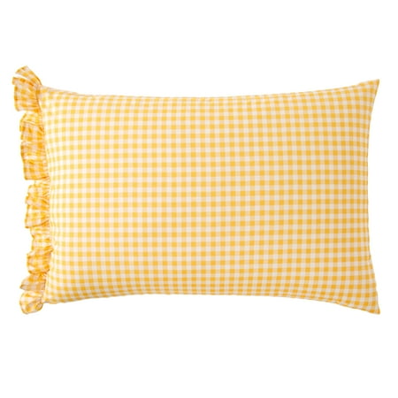 NEW Pioneer Woman Gingham Ruffle KING Sheet Set Coral RED Flat Fitted Pillowcase